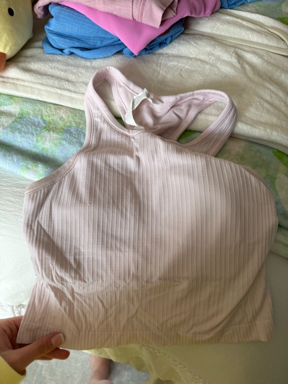 lululemon athletica Ribbed Light Pink Racerback Tank Top